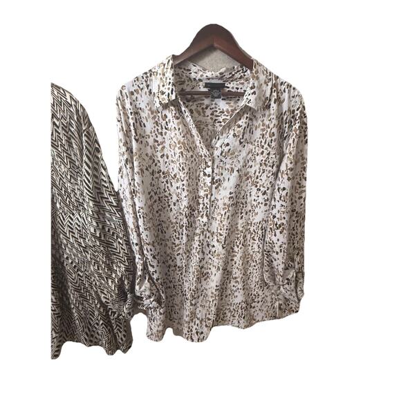 Set of 2 Maggie Barnes Catherines Popover Roll Tab Sleeve Blouse 4X 30W 32W - Picture 2 of 12